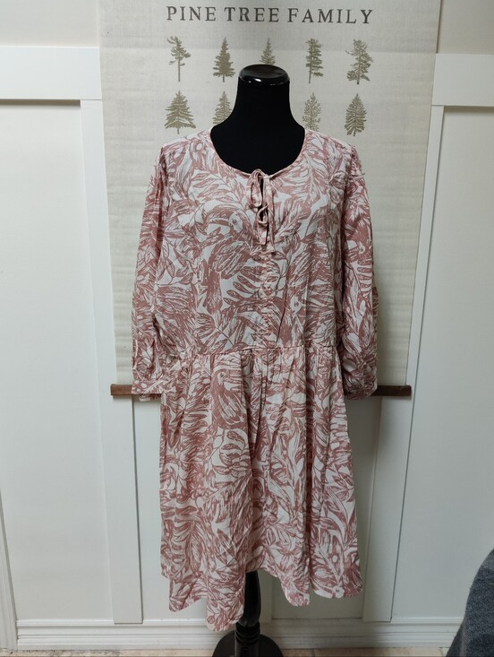 Reitmans Dresses & Skirts - Reitmans x Toni Fifi Tropical Leaf Boho Midi Dress Mauve Pink Plus Size 3X